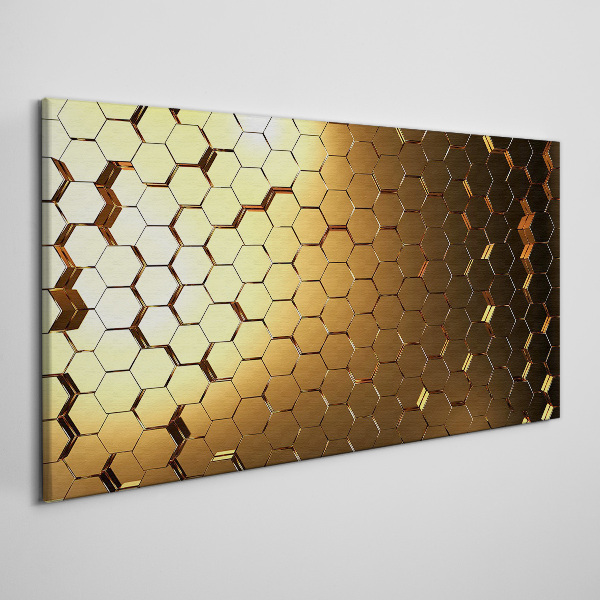 Golden hexagons in the light Canvas Wall art
