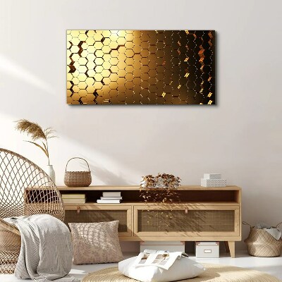 Golden hexagons in the light Canvas Wall art
