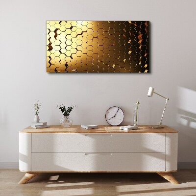 Golden hexagons in the light Canvas Wall art