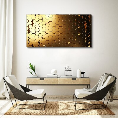 Golden hexagons in the light Canvas Wall art