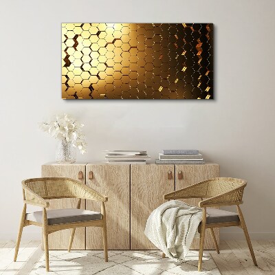 Golden hexagons in the light Canvas Wall art