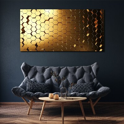 Golden hexagons in the light Canvas Wall art
