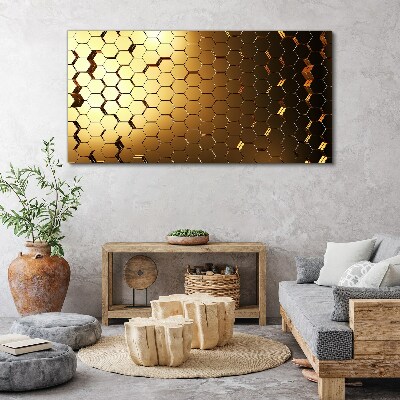 Golden hexagons in the light Canvas Wall art