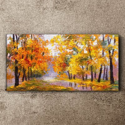 Golden autumn in the park Canvas Wall art