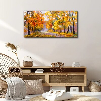 Golden autumn in the park Canvas Wall art