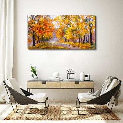 Golden autumn in the park Canvas Wall art