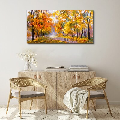Golden autumn in the park Canvas Wall art
