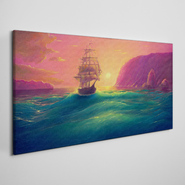 Sea ​​ships sunset Canvas Wall art