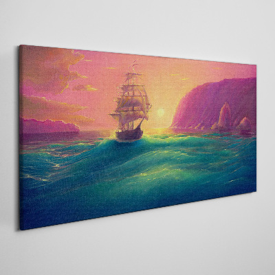 Sea ​​ships sunset Canvas Wall art