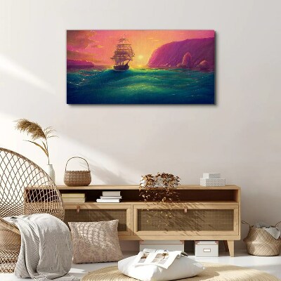 Sea ​​ships sunset Canvas Wall art