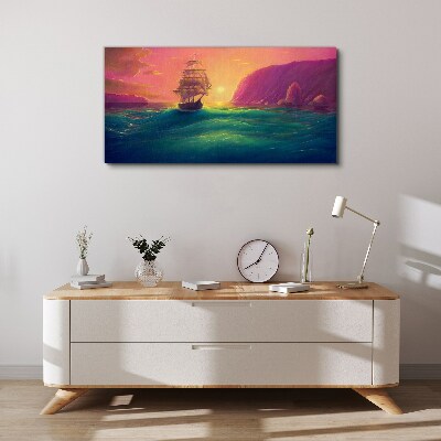 Sea ​​ships sunset Canvas Wall art