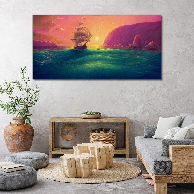 Sea ​​ships sunset Canvas Wall art