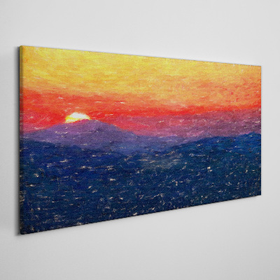 Sunset over a mountain landscape Canvas Wall art
