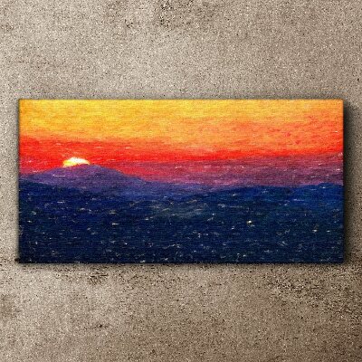 Sunset over a mountain landscape Canvas Wall art