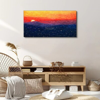 Sunset over a mountain landscape Canvas Wall art