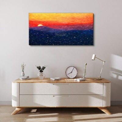 Sunset over a mountain landscape Canvas Wall art