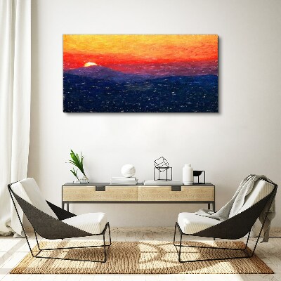 Sunset over a mountain landscape Canvas Wall art