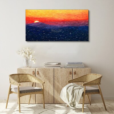 Sunset over a mountain landscape Canvas Wall art