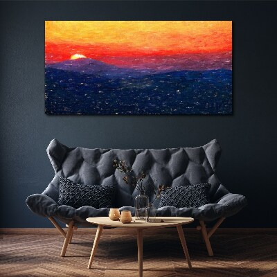Sunset over a mountain landscape Canvas Wall art