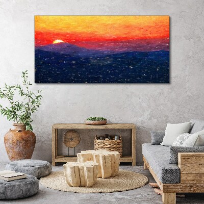 Sunset over a mountain landscape Canvas Wall art