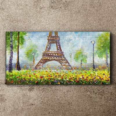 Tree flowers eiffel tower Canvas Wall art