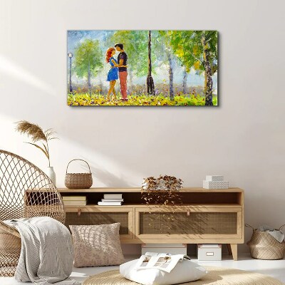 Park tree blossoms pair Canvas Wall art