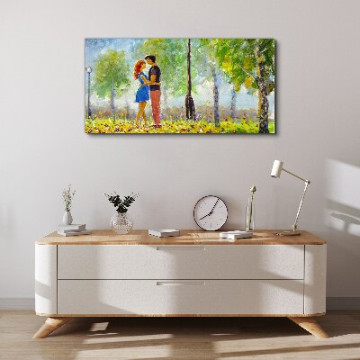 Park tree blossoms pair Canvas Wall art