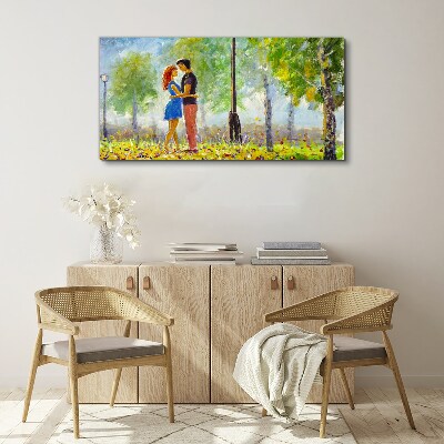 Park tree blossoms pair Canvas Wall art