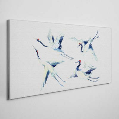 Dancing cranes in the blue Canvas Wall art