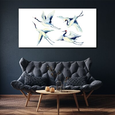 Dancing cranes in the blue Canvas Wall art