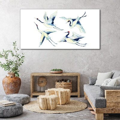 Dancing cranes in the blue Canvas Wall art