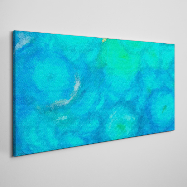 Turquoise circles in blue Canvas Wall art