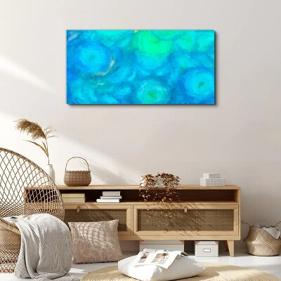Turquoise circles in blue Canvas Wall art