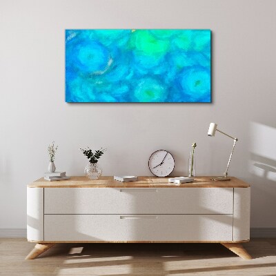 Turquoise circles in blue Canvas Wall art