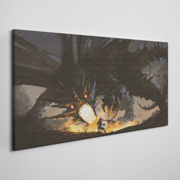 Dragon in the Heat of Battle Canvas Wall art