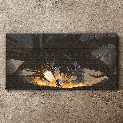 Dragon in the Heat of Battle Canvas Wall art