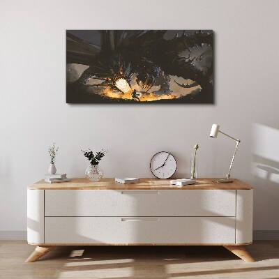 Dragon in the Heat of Battle Canvas Wall art