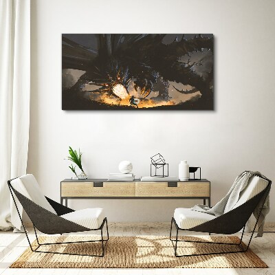 Dragon in the Heat of Battle Canvas Wall art
