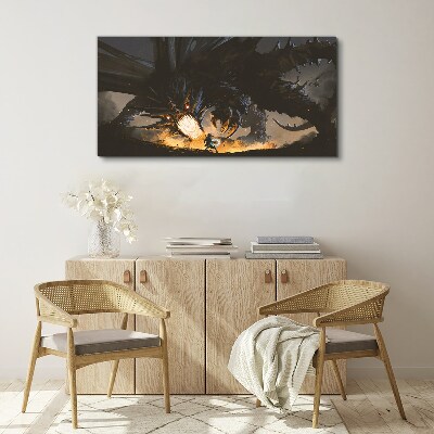 Dragon in the Heat of Battle Canvas Wall art