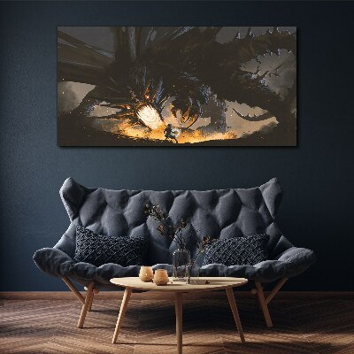 Dragon in the Heat of Battle Canvas Wall art