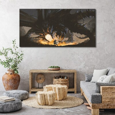 Dragon in the Heat of Battle Canvas Wall art