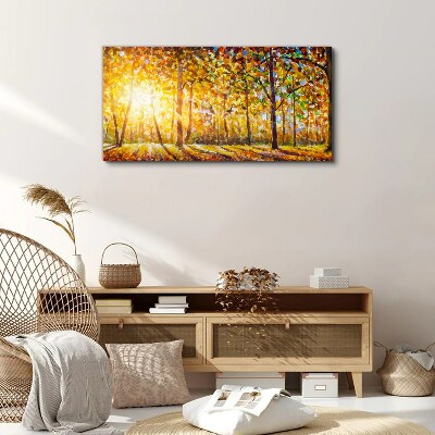 Golden autumn in the forest Canvas Wall art