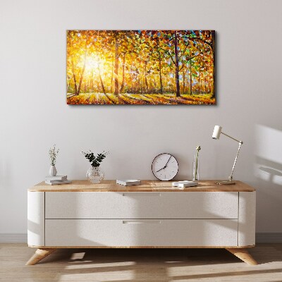 Golden autumn in the forest Canvas Wall art