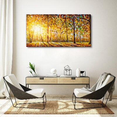 Golden autumn in the forest Canvas Wall art