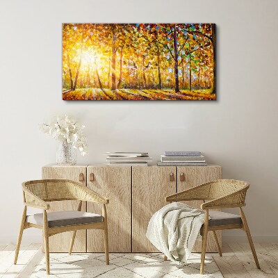 Golden autumn in the forest Canvas Wall art
