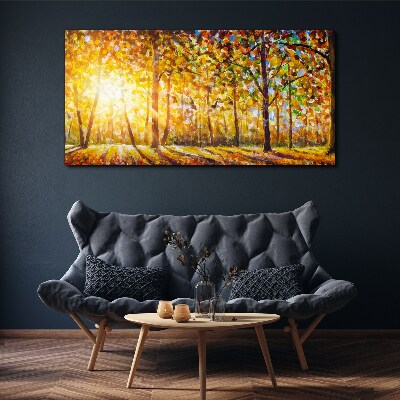 Golden autumn in the forest Canvas Wall art