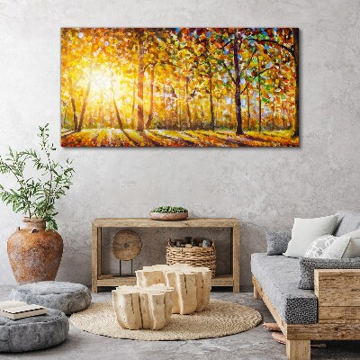 Golden autumn in the forest Canvas Wall art