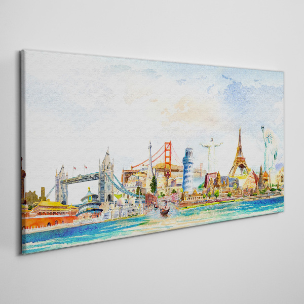 Icons of the World in Colors Canvas Wall art