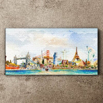 Icons of the World in Colors Canvas Wall art