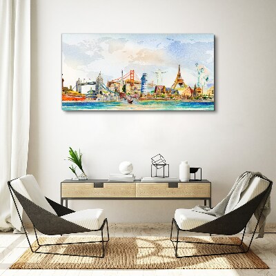 Icons of the World in Colors Canvas Wall art